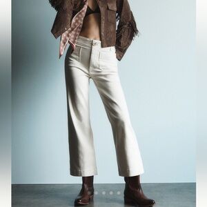 Anthropologie The Colette Crop Wide-Leg Jeans by Maeve in Cloud White, Size 25